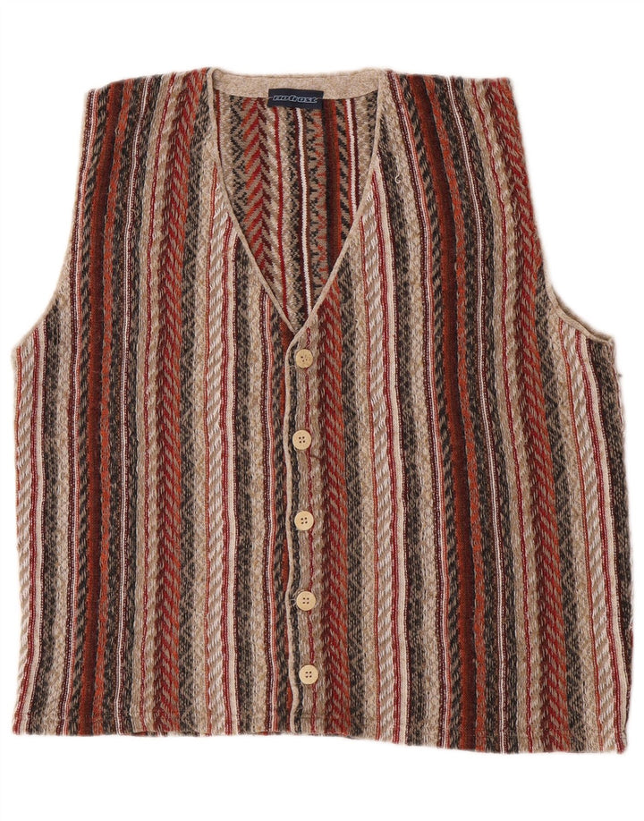 Gilet vintage da uomo grande a righe multicolori