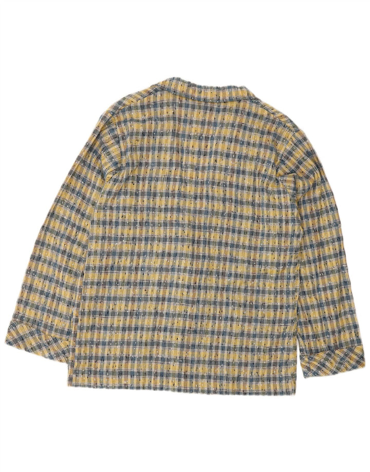 Giacca blazer da donna a 3 bottoni VINTAGE UK 14 medio giallo a quadri