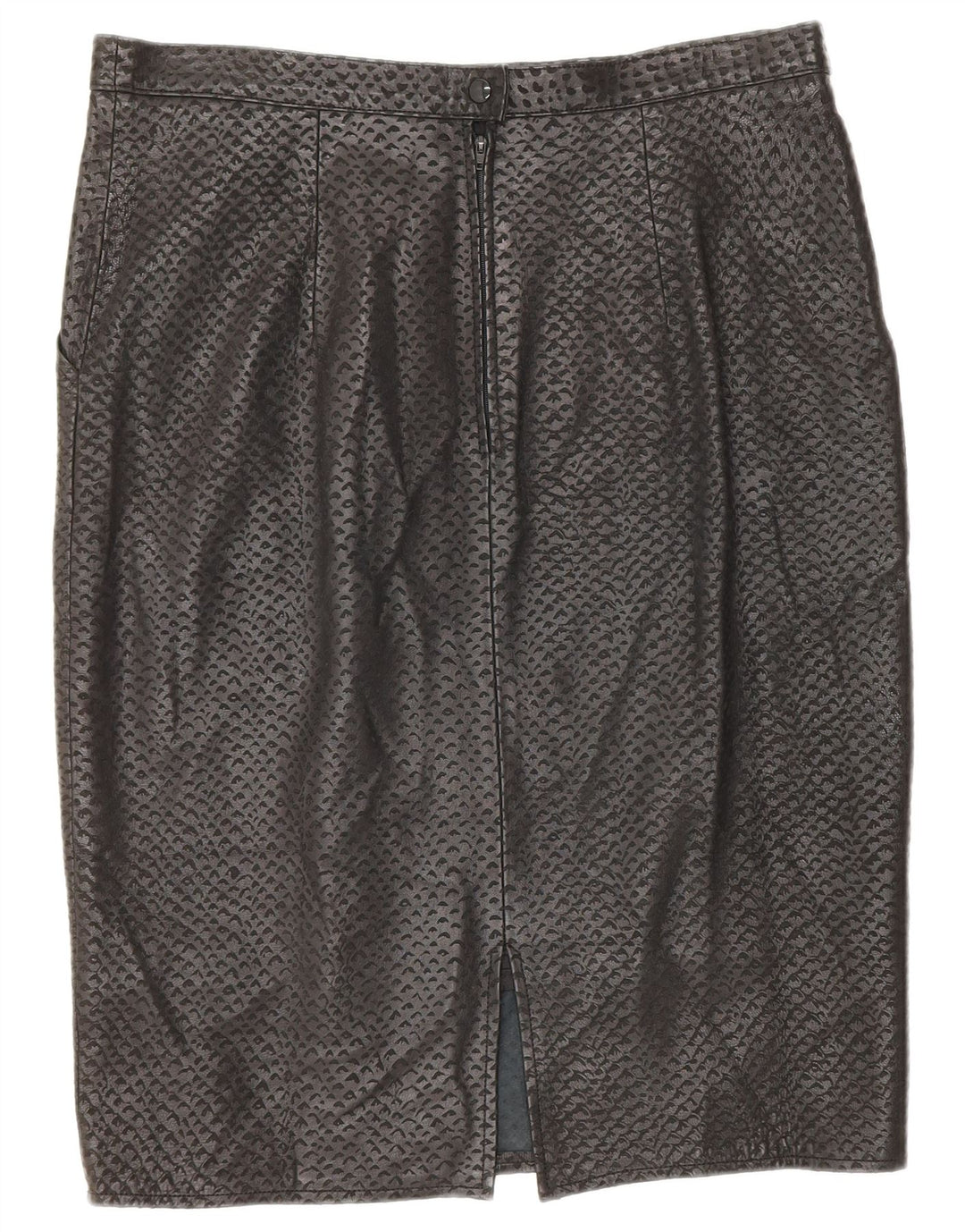 Gonna in pelle vintage da donna W34 grande nera maculata