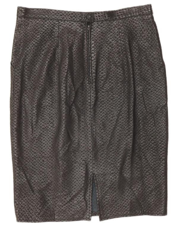 Gonna in pelle vintage da donna W34 grande nera maculata