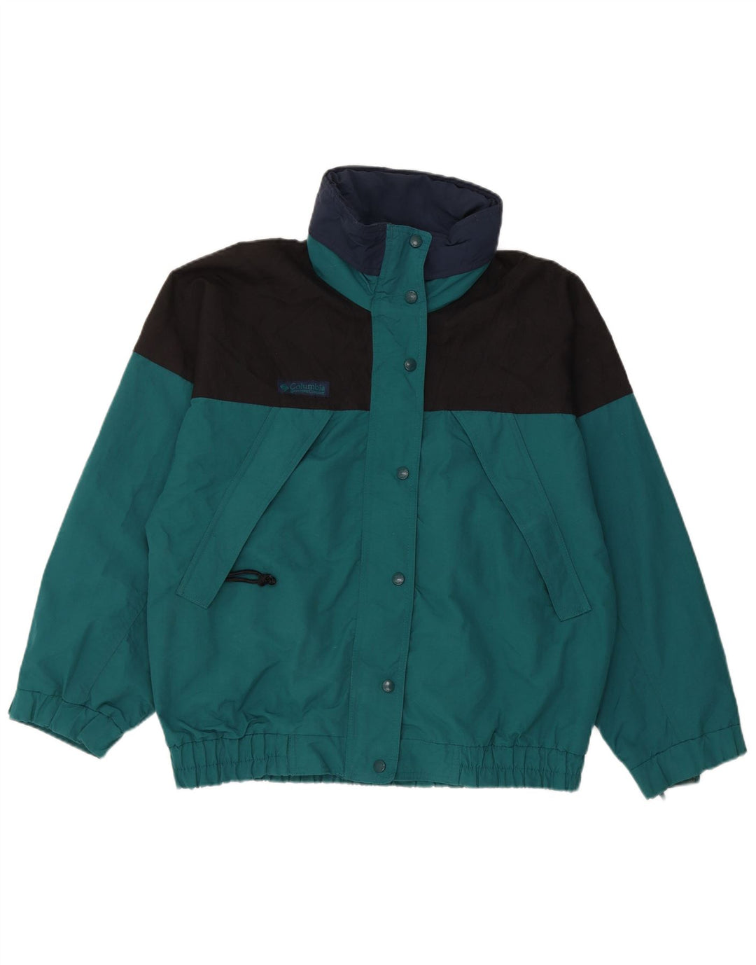Giacca a vento con cappuccio da donna Columbia UK 14 Colorblock blu medio