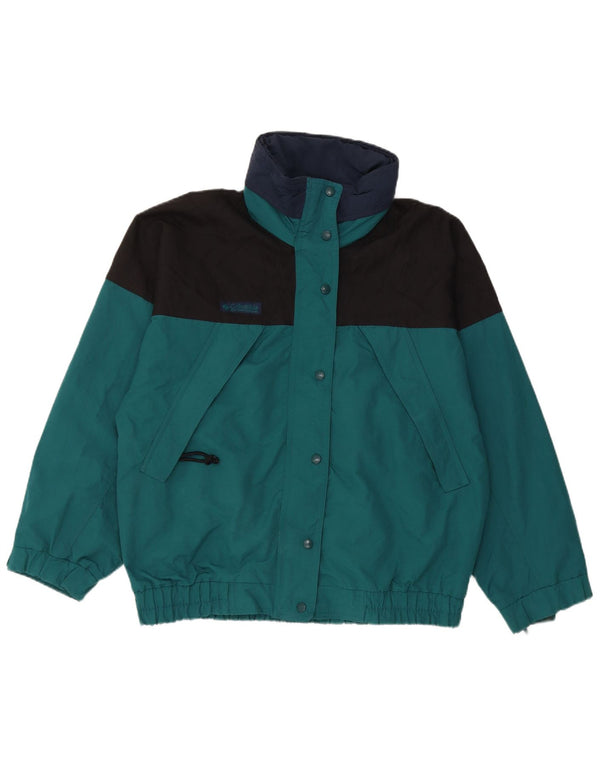 Giacca a vento con cappuccio da donna Columbia UK 14 Colorblock blu medio