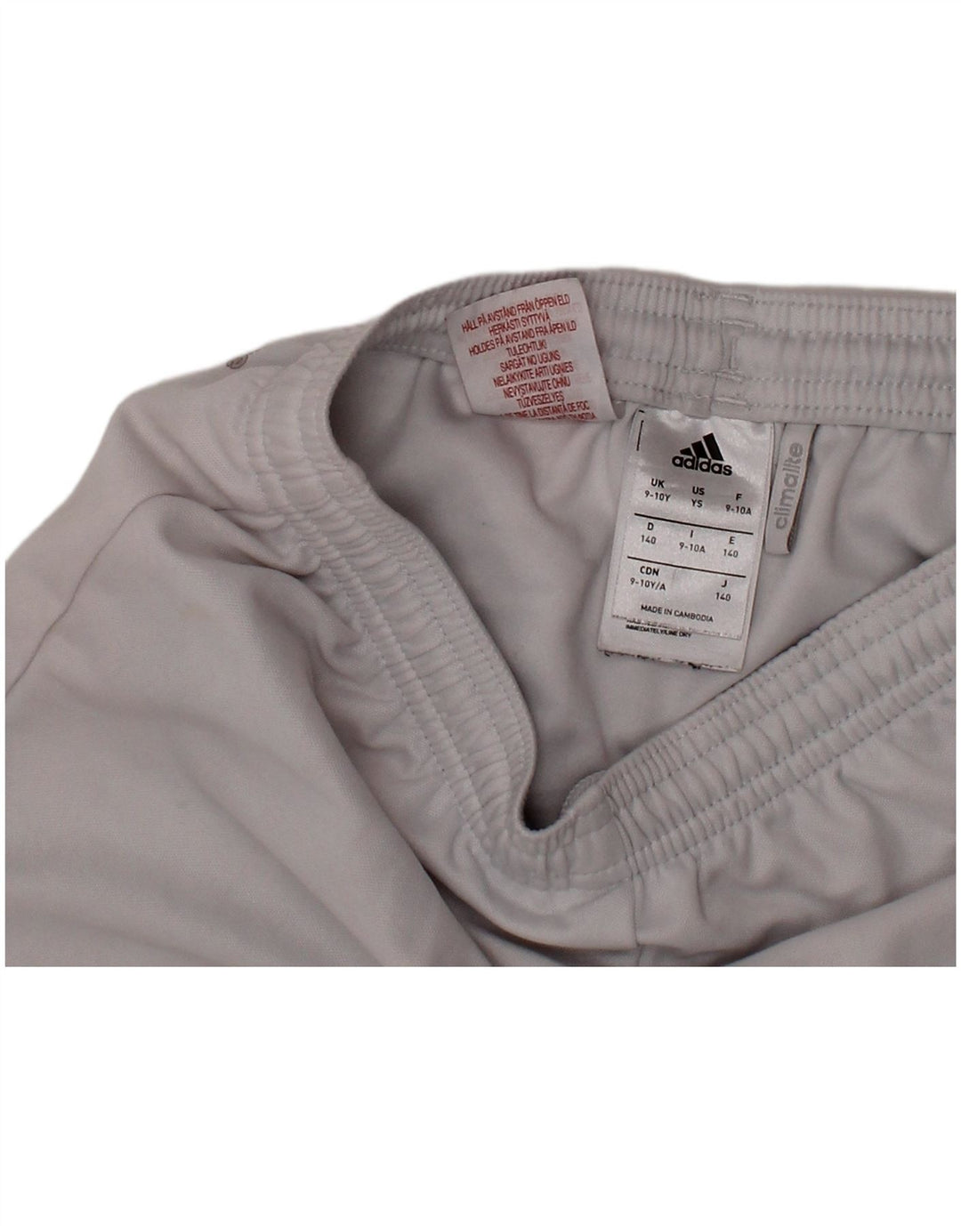 Pantaloncini sportivi ADIDAS Climalite da ragazzo 9-10 anni in poliestere bianco
