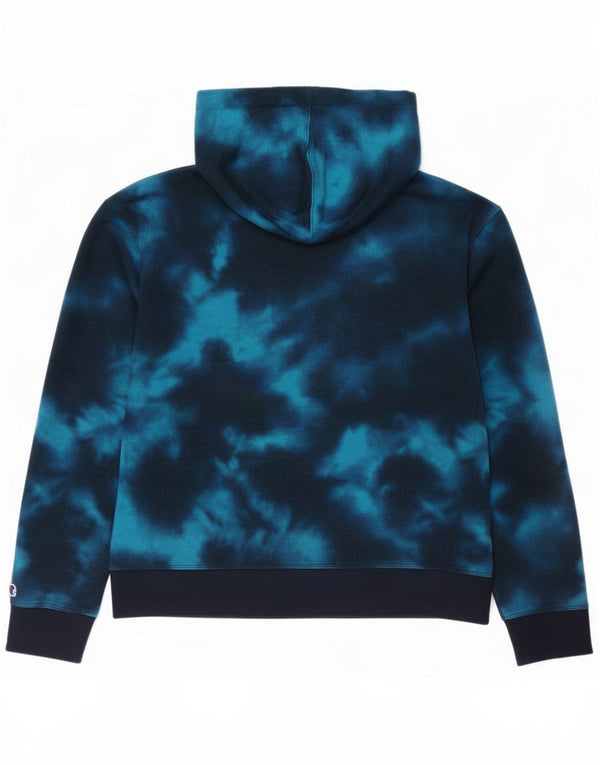 Felpa con cappuccio da donna Champion UK 16 Large Blu Tie Dye Cotton