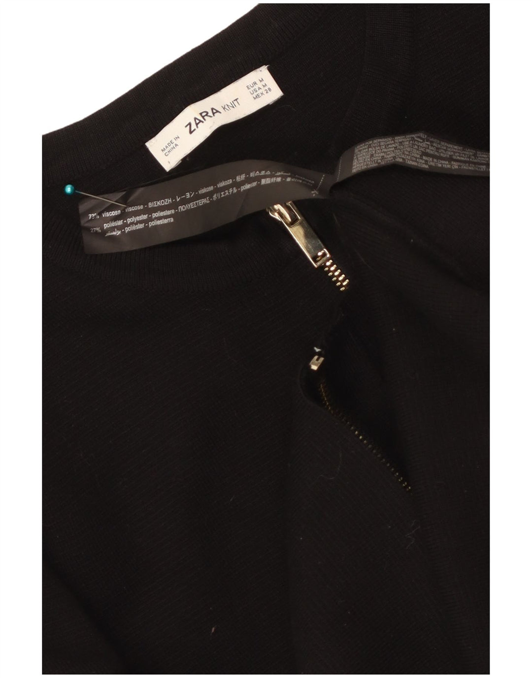 Maglione cardigan corto da donna Zara UK 12 viscosa nera media