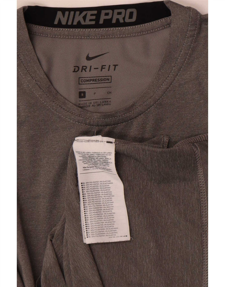 Maglia Nike Dri Fit da donna a maniche lunghe UK 10 Small Grigio Colourblock in poliestere