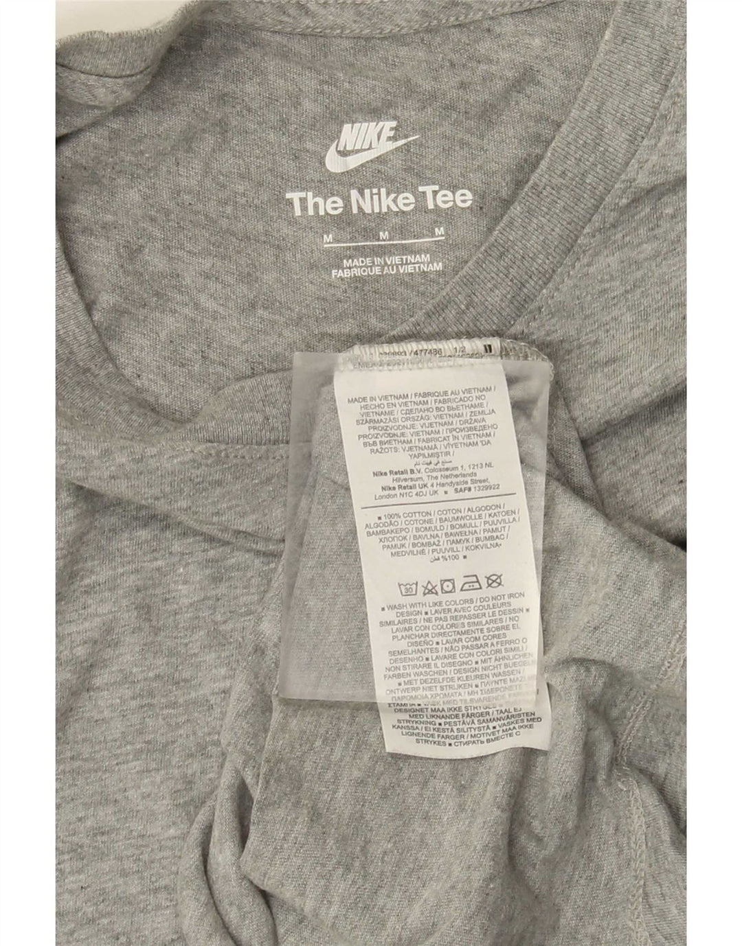 T-shirt da uomo NIKE Top in cotone grigio medio