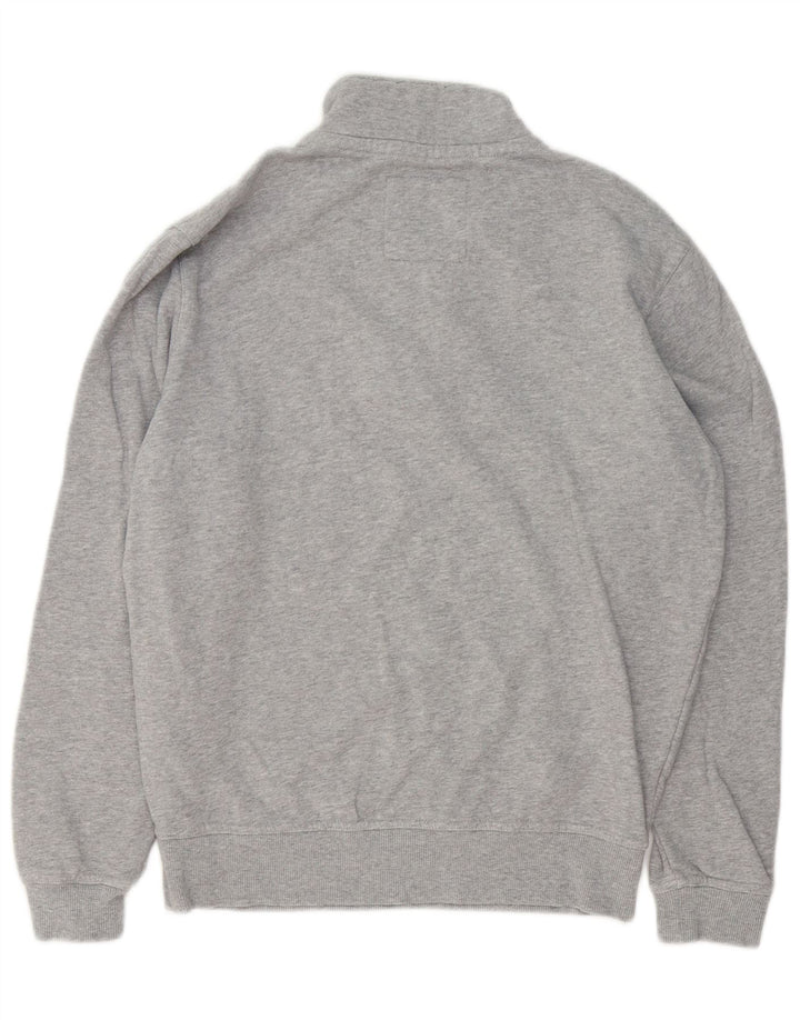 Crew Clothing Felpa con collo con zip da uomo Maglione in cotone grigio medio