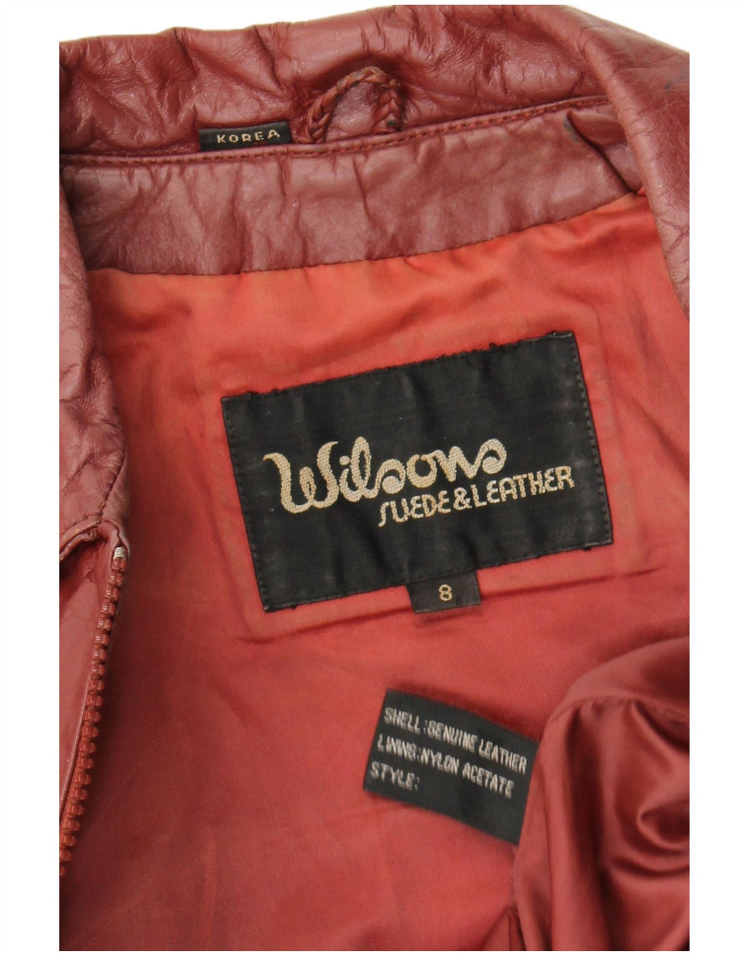 Giacca in pelle corta da donna Wilson UK 8 piccola in pelle bordeaux