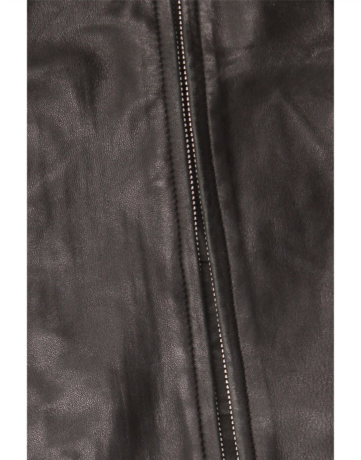 Giacca in pelle da donna JAEGER UK 12 pelle nera media