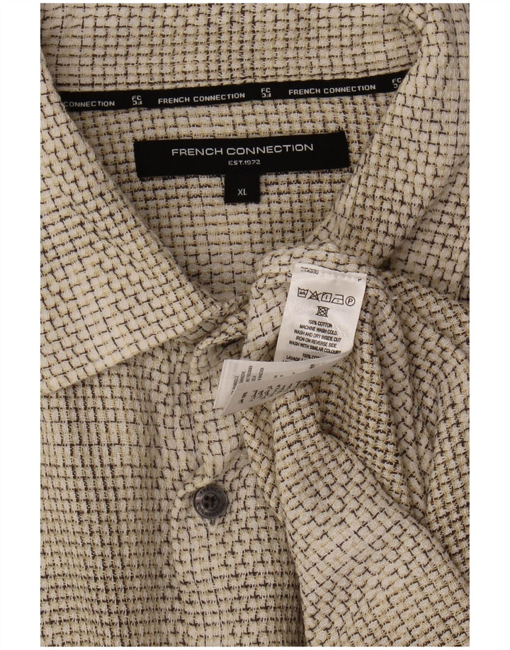 FRENCH CONNECTION Mens Shirt XL Off White Check Cotton