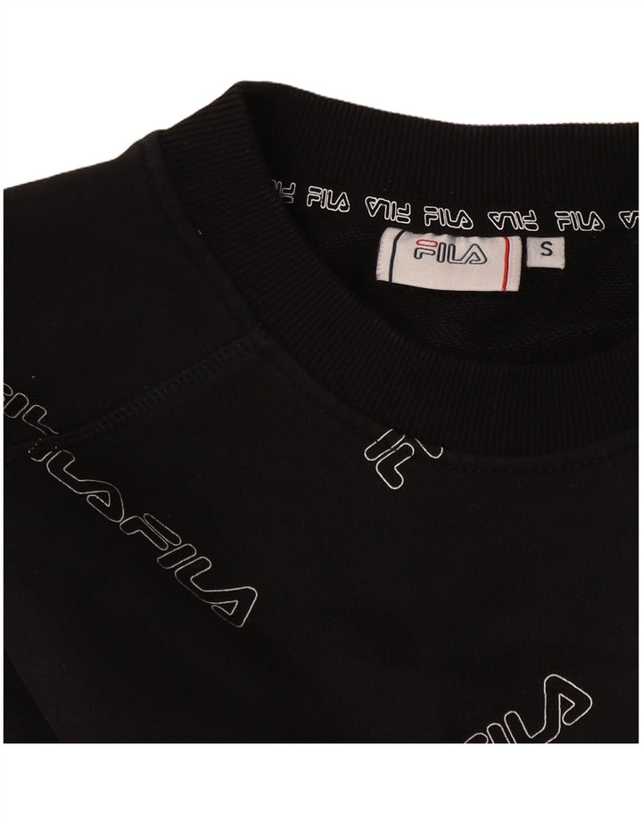 Felpa corta da donna con grafica oversize Fila, taglia UK 10, piccola, nera