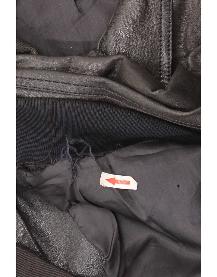 Giacca in pelle vintage da uomo IT 50 media nera