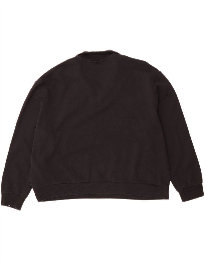 ELLESSE Womens Oversized Zip Neck Sweatshirt Jumper UK 12 Medium Black Vintage Ellesse and Second-Hand Ellesse from Messina Hembry 