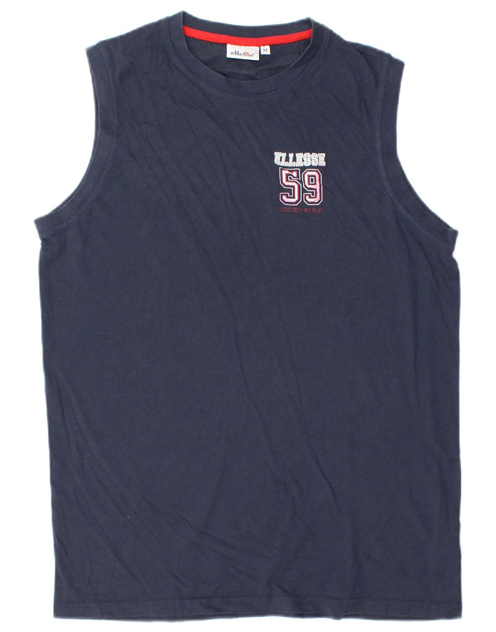 Canotta grafica da uomo Ellesse, cotone medio blu navy