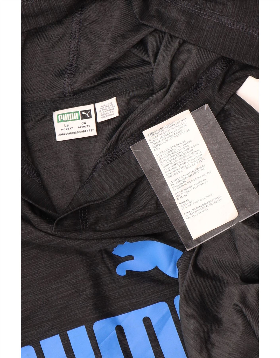 Maglia grafica da ragazzo con cappuccio Puma a maniche lunghe 10-11 anni grigio medio chiazzato