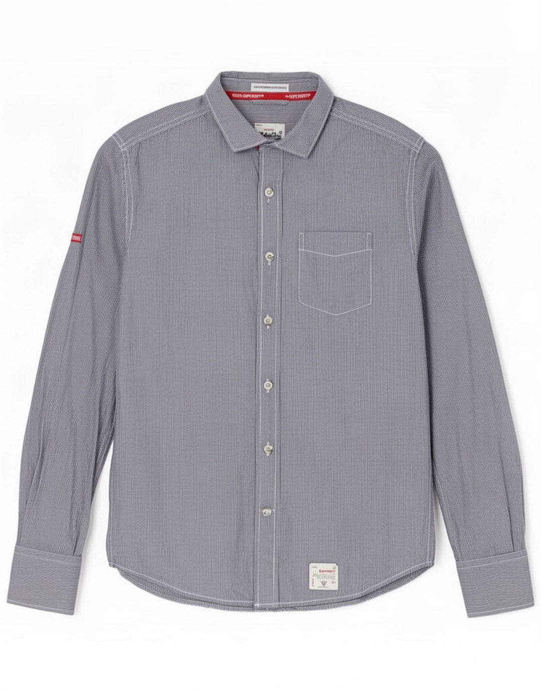 Camicia da uomo Superdry media cotone gessato blu navy