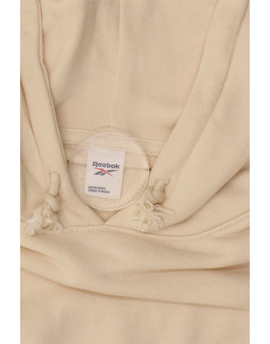 REEBOK Felpa con cappuccio oversize da donna UK 16 Large in cotone bianco sporco