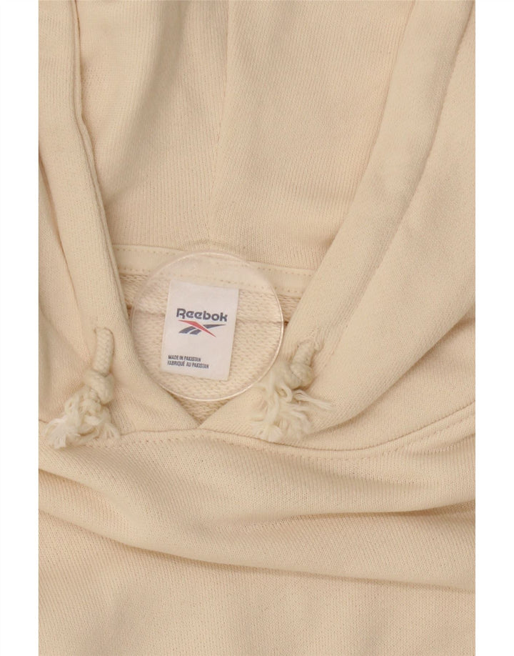 REEBOK Felpa con cappuccio oversize da donna UK 16 Large in cotone bianco sporco