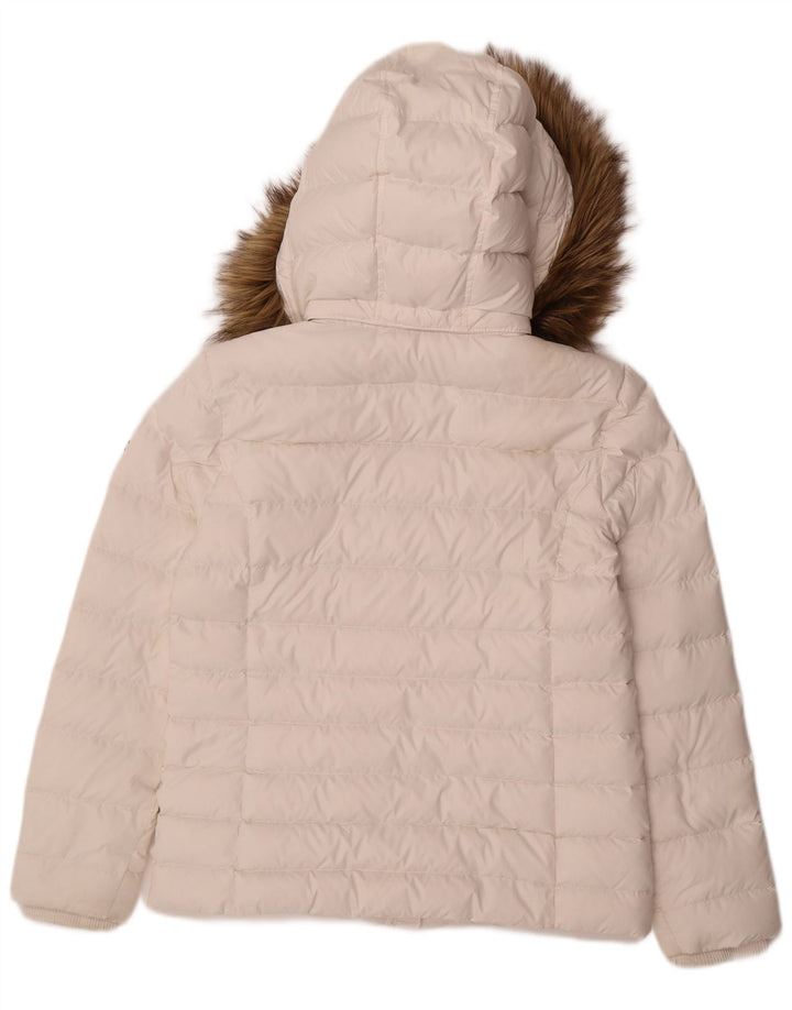 TOMMY HILFIGER Womens Hooded Padded Jacket UK 18 XL White Polyester