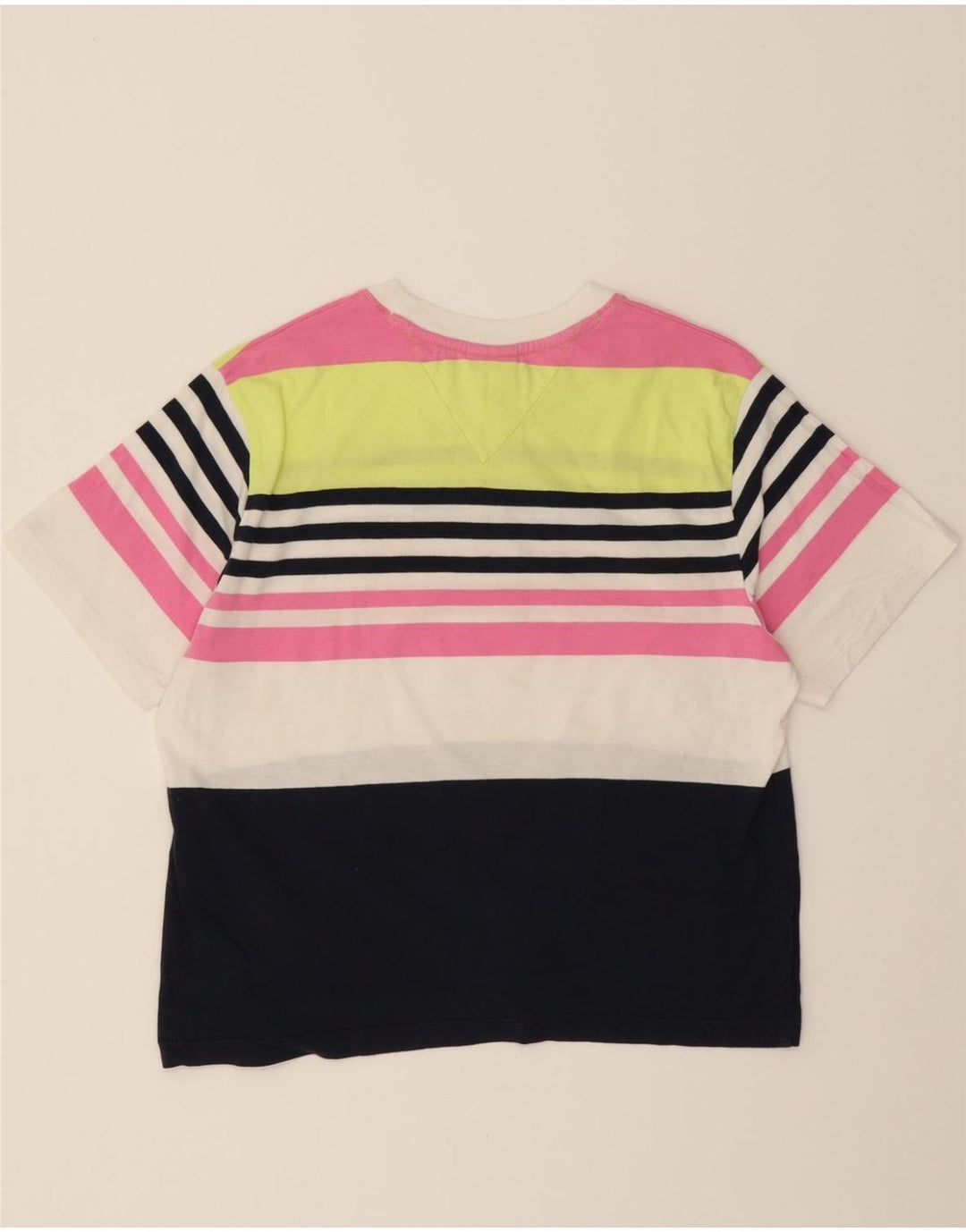 TOMMY HILFIGER Womens T-Shirt Top UK 10 Small Multicoloured Striped Vintage Tommy Hilfiger and Second-Hand Tommy Hilfiger from Messina Hembry 