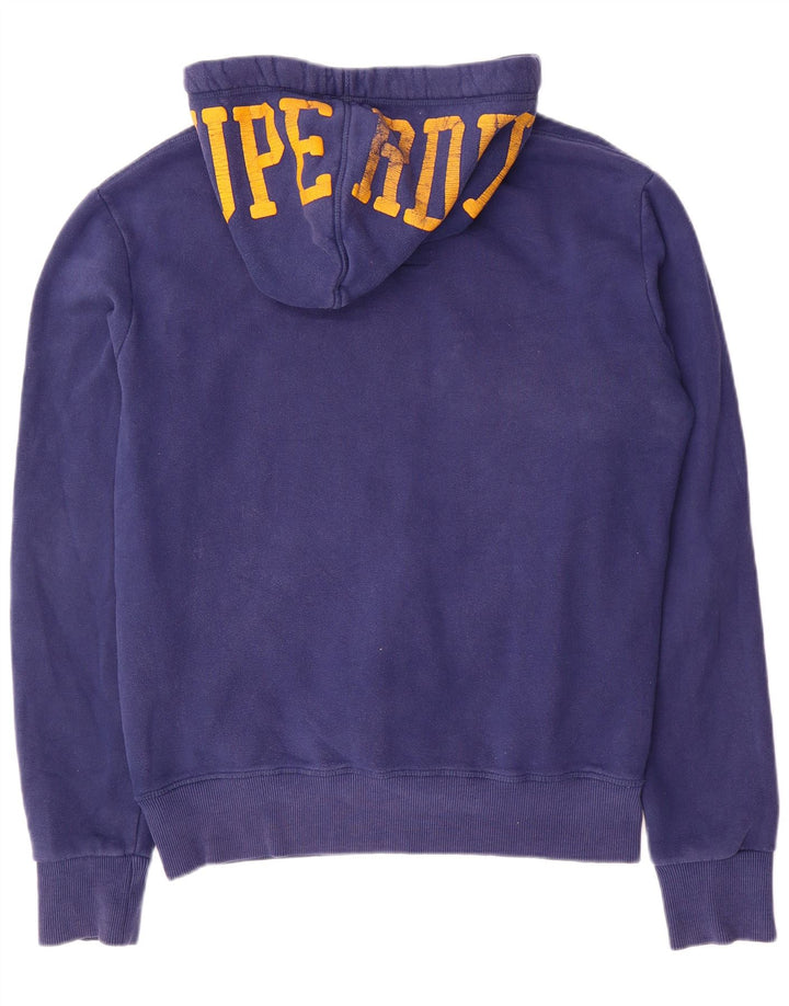 Maglione con cappuccio grafico da uomo SUPERDRY grande cotone blu