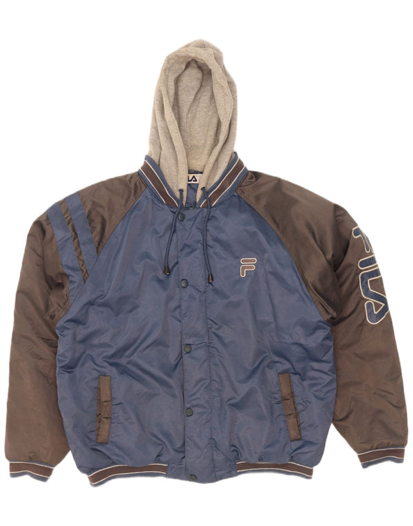 Giacca da ginnastica grafica da uomo Fila grande color block blu navy