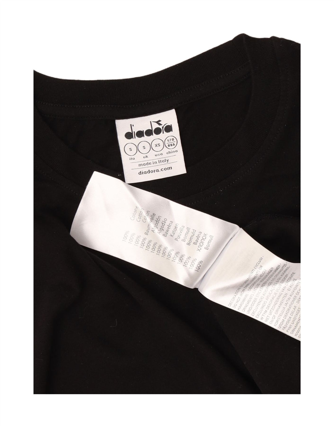 T-shirt grafica da uomo Diadora Top Small in cotone nero