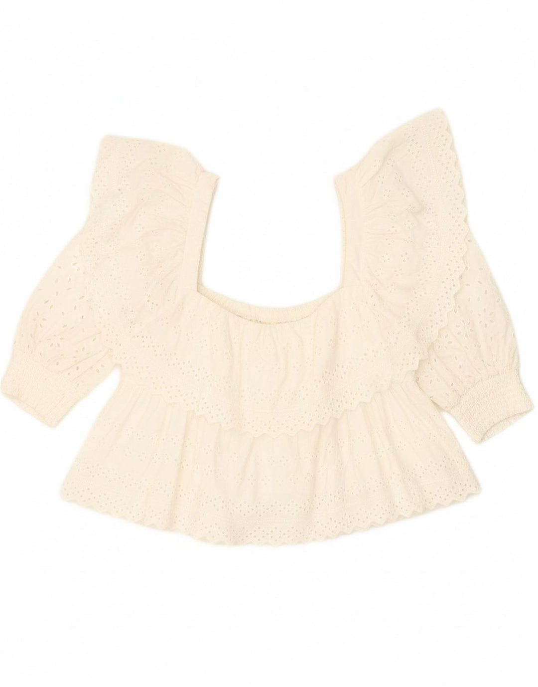 ZARA Womens Crop Blouse Top UK 20 2XL White Cotton Vintage Zara and Second-Hand Zara from Messina Hembry 