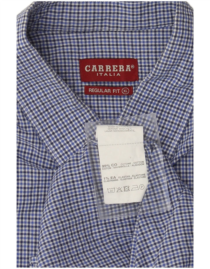 Camicia Carrera da uomo a maniche corte vestibilità regolare XL in cotone a quadretti blu