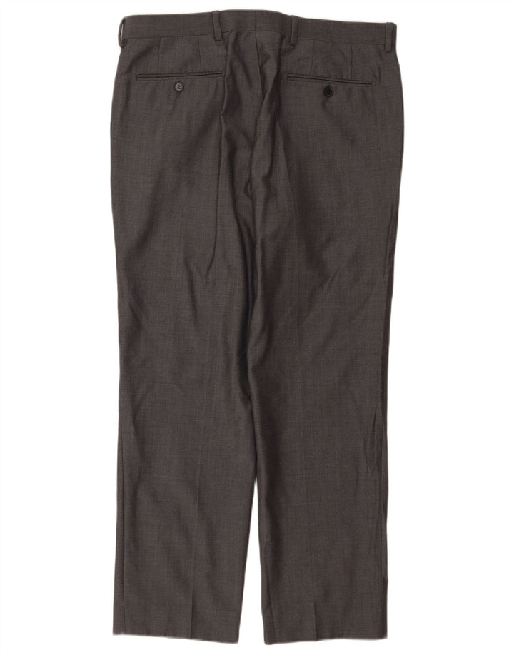 Pantaloni da abito dritti da uomo Marks & Spencer W34 L29 Lana grigia