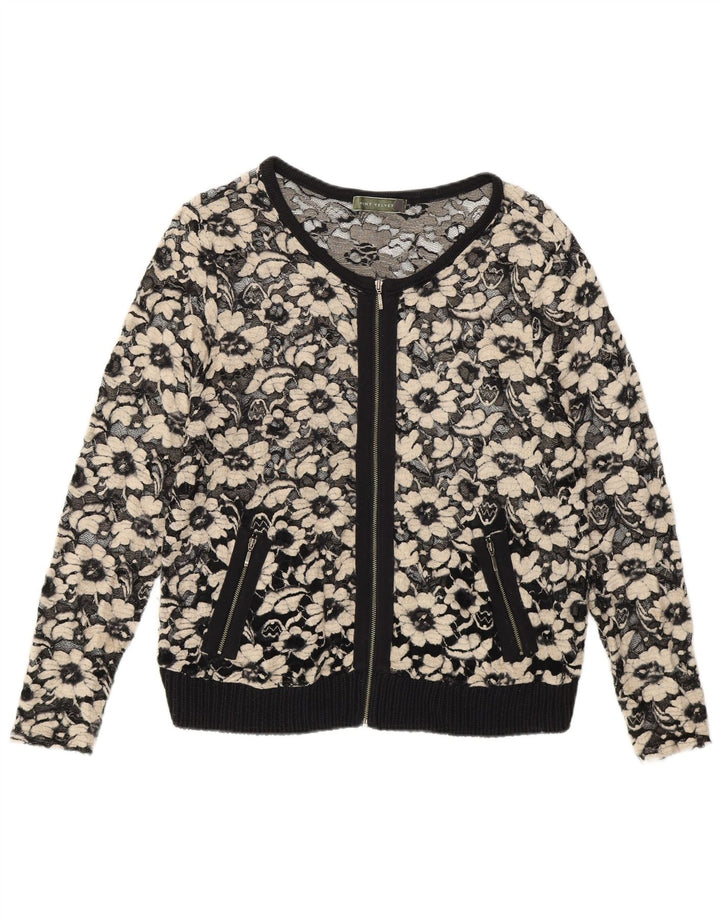 MINT VELVET Top cardigan trasparente da donna UK 14 Viscosa nera media