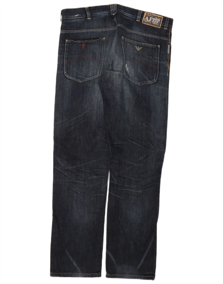 Armani Jeans Jeans dritti regolari da uomo W33 L31 in cotone blu navy