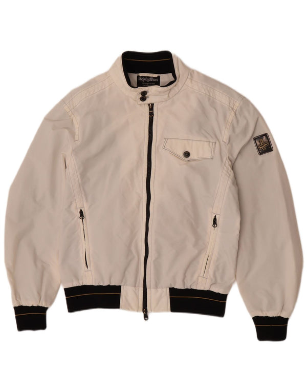 Giacca antipioggia da uomo Refrigiwear UK 40 Large in nylon color block bianco sporco