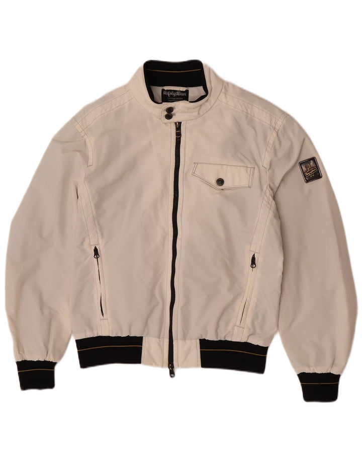 Giacca antipioggia da uomo Refrigiwear UK 40 Large in nylon color block bianco sporco