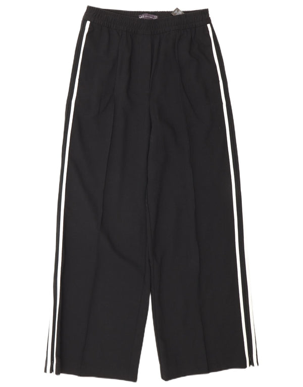 Pantaloni a vita alta da donna Marks & Spencer UK 8 piccoli W26 L28 neri a righe