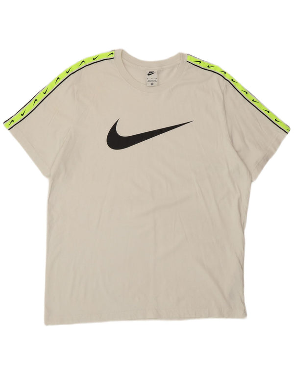 T-shirt grafica da uomo Nike Top XL in cotone bianco sporco
