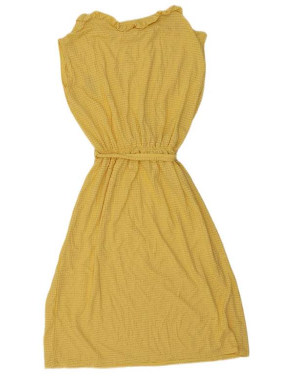 Abito basic vintage da donna senza maniche UK 12 a righe gialle medie