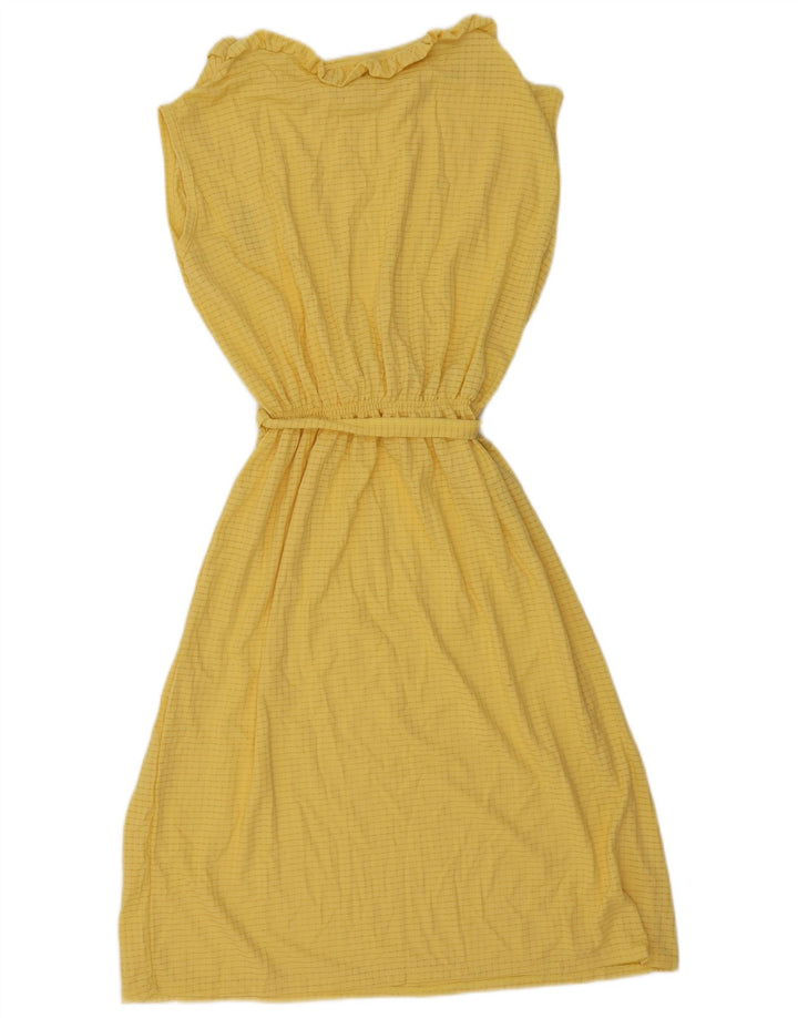 Abito basic vintage da donna senza maniche UK 12 a righe gialle medie