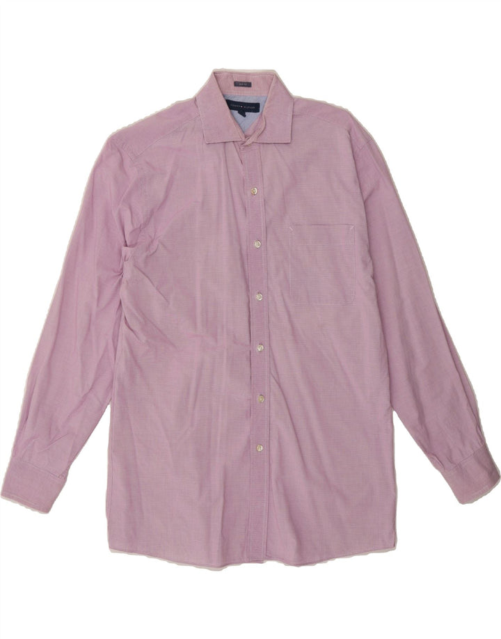 TOMMY HILFIGER Mens Slim Fit Shirt Size 15 1/2 Medium Pink Check Vintage Tommy Hilfiger and Second-Hand Tommy Hilfiger from Messina Hembry 