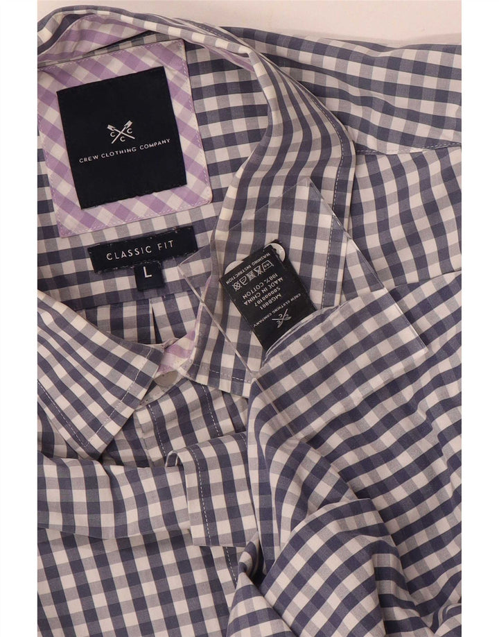Crew Clothing Camicia da uomo dalla vestibilità classica, grande, in cotone a quadretti blu navy