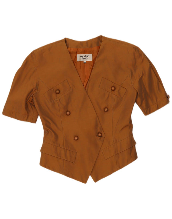 Giacca blazer a maniche corte da donna Annalisa Ferro IT 44 Marrone medio