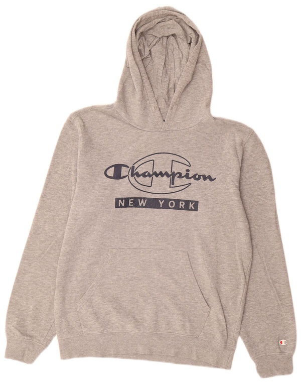 Felpa con cappuccio grafica da uomo Champion, grande cotone chiazzato grigio