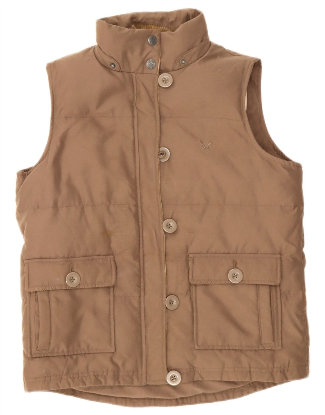 Crew Clothing Gilet imbottito da donna UK 8 piccolo poliestere marrone
