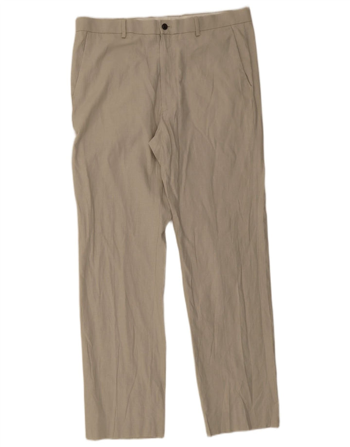 Pantaloni chino vestibilità regolare da uomo Marks & Spencer W36 L33 lino beige