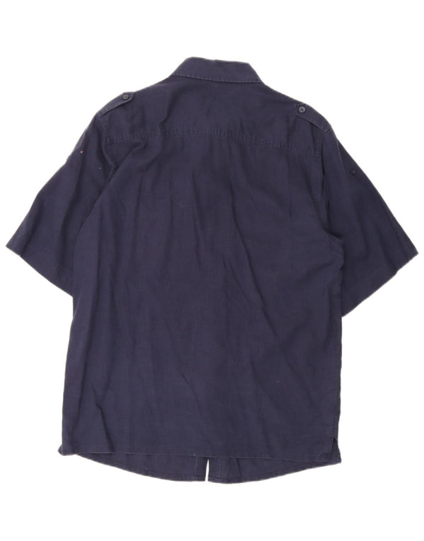 Camicia militare a maniche corte da uomo Fila blu navy medio