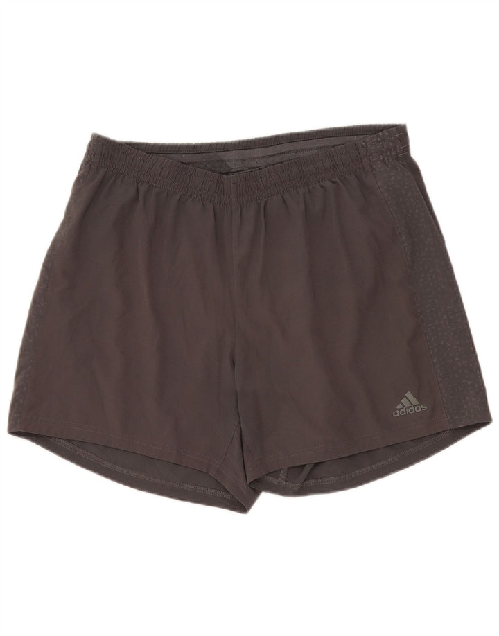 Pantaloncini sportivi da uomo Adidas in poliestere maculato grigio medio