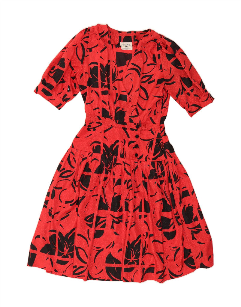 VINTAGE Womens Maxi Dress UK 9/10 Small Red Floral Polyester Vintage Vintage and Second-Hand Vintage from Messina Hembry 