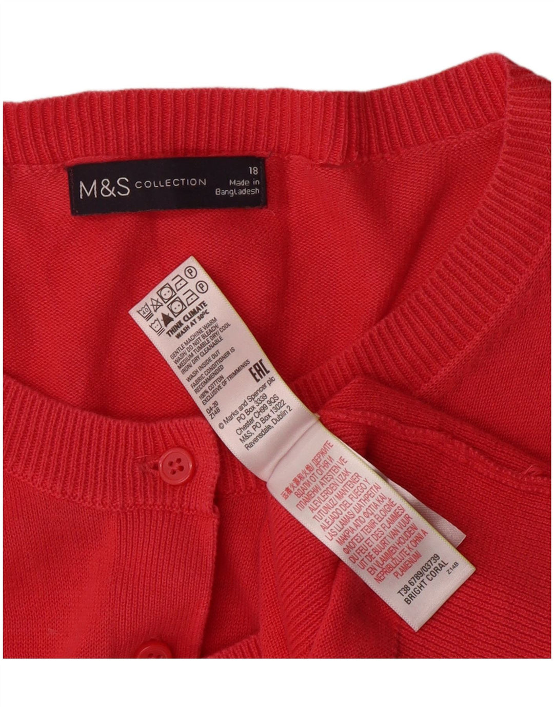 MARKS & SPENCER Maglione cardigan da donna UK 18 XL Cotone rosa