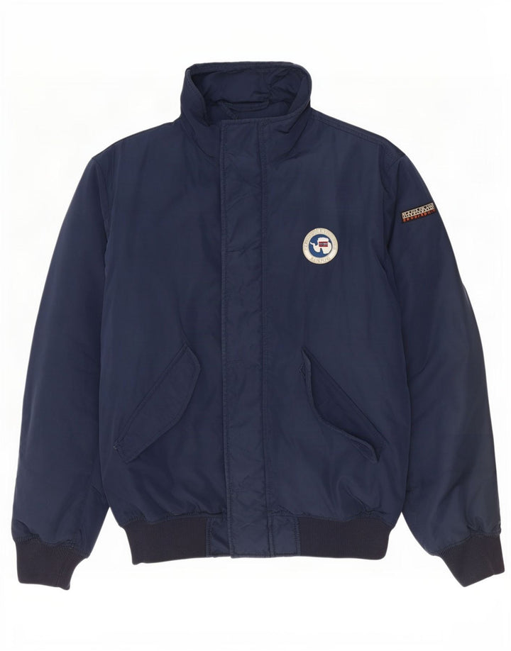 Giubbotto bomber geografico da uomo Napapijri UK 40 Large in poliestere blu navy